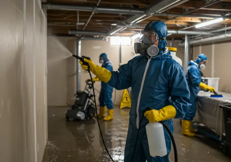 Basement Sanitization and Antimicrobial Treatment process in Guilford Center, CT