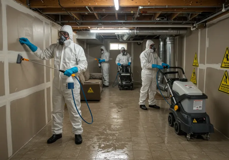 Basement Moisture Removal and Structural Drying process in Guilford Center, CT